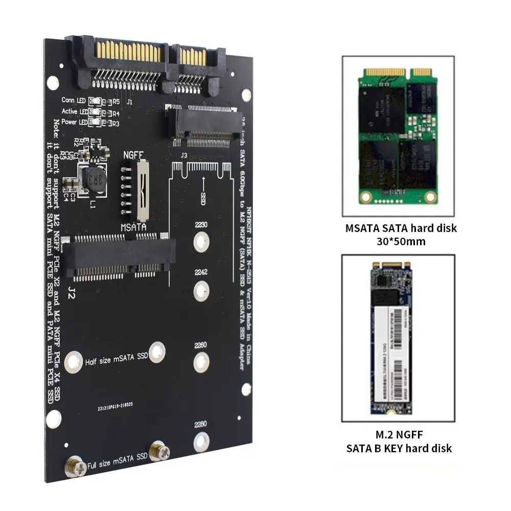 ǰ 6.0Gbps   2.5 ġ SATA-M2 NGFF ȯ ī  ÷Ʈ, M.2 MSATA-SATA