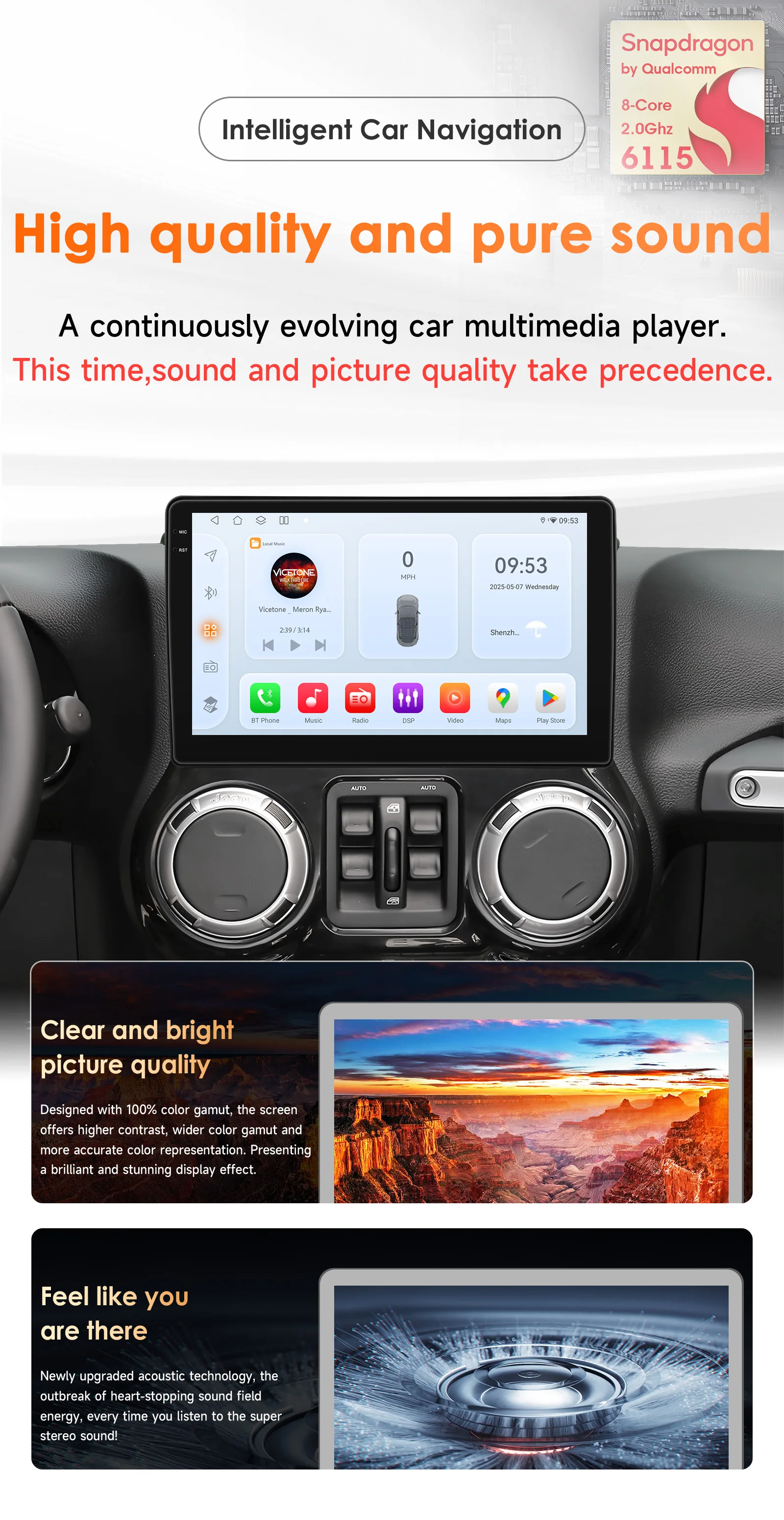 10,1-Zoll-Carplay-Android-14-Autoradio für JEEP Compass Patriot Chrysler 300C Sebring Liberty Dodge Wrangler 4G-LET 360 ° Kamera 6115 – Detail 2