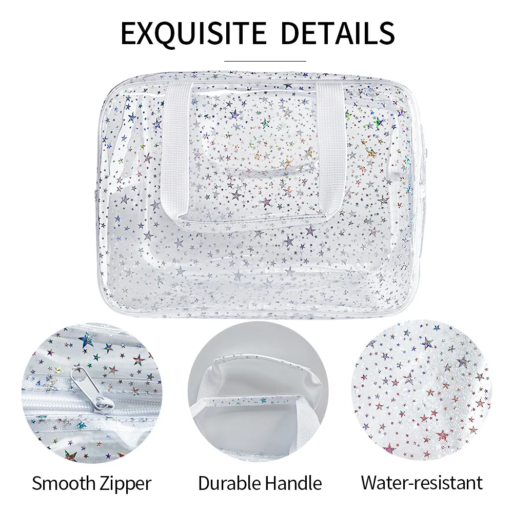 Neuankömmling Kosmetiktasche für Frauen, tragbare Reise-Kulturtasche, langlebiges PVC-Material, Reißverschluss, großer, transparenter Make-up-Organizer – Detail 3