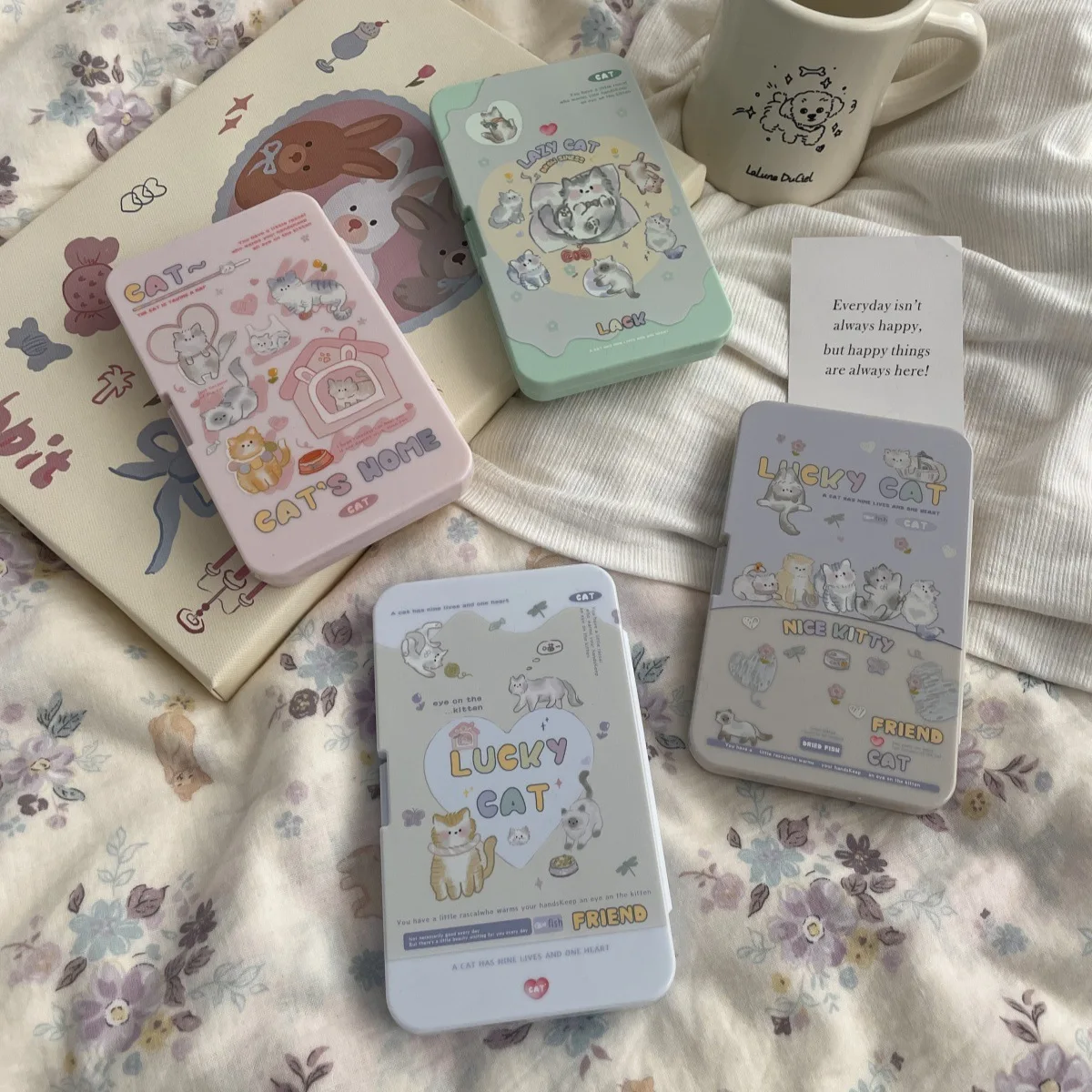 Contact Lens Case Large Capacity Contact Lens Storage Box Cats Print Contact Lens Box Compact For Daily Wear Travel Beauty Needs