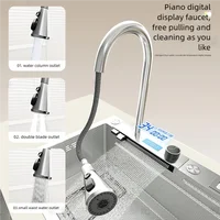 อ่างล้างจานสแตนเลสน้ําตกล้างจานผักอ่างล้างหน้ามัลติฟังก์ชั่นสมาร์ทดิจิตอลจอแสดงผลขนาดใหญ่ช่องเดียว 3