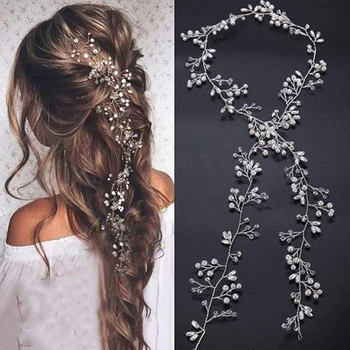 Accessori per Capelli da Sposa in Cristallo, Fascia per Capelli con Perle e Cristalli, Gioielli per Capelli da Sposa