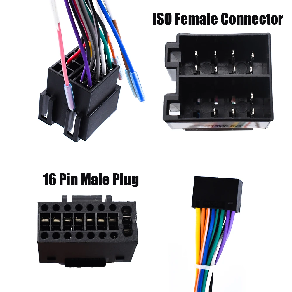 16P Male Plug ISO Female Connector Wiring Harness 16 Pin to ISO Cable Adapter Universal Accessories For Car Android Head Unit car wire cable adapter car stereo accessories automobile connector