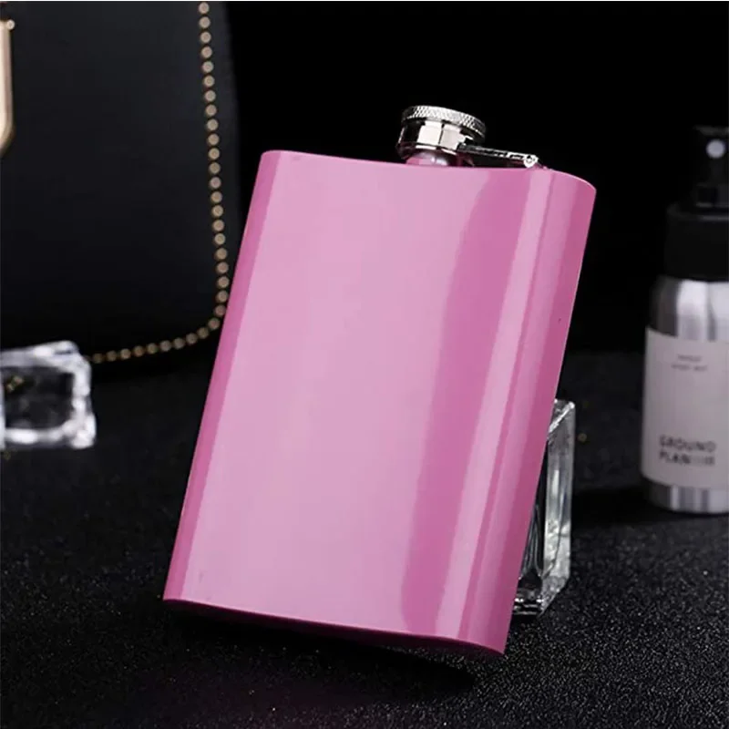 8 OZ Rose Red Portable Outdoor Metal Ms. Style Stainless Steel Hip Flask  Gift For Woman Fashion Wine Alcohol Flagon