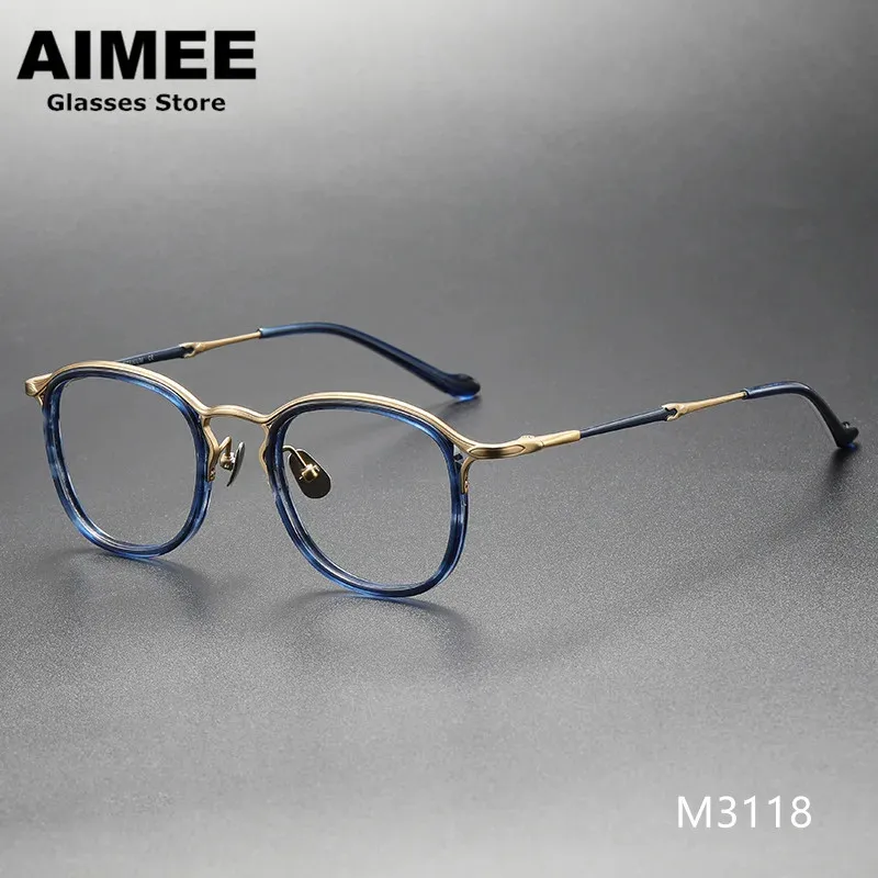 

Japanese Handmade Design Oval Round Glasses Frame Men Titanium Acetate Prescription Eyeglasses Women Myopia Eyewear M3118 GAFAS