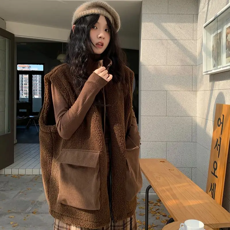 

2022 New Autumn And Winter Ma Jianv Slouchy And Loose Oversize Panel Design Lamb Hair Vest Coat Free Shipping