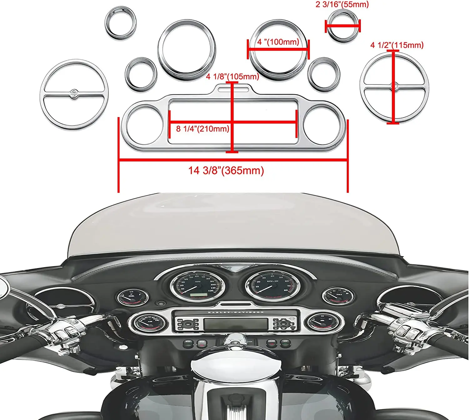 

Chrome Inner Fairing Trim Kit for Harley Electra Street Glide 1996-2013