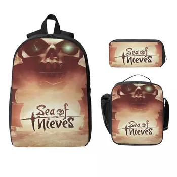 3Pcs Seas Of Thieves Accessories Backpack Set for Kids Pencil Boxes Bookbag Sets with Lunch Box For School Students Daypack 1