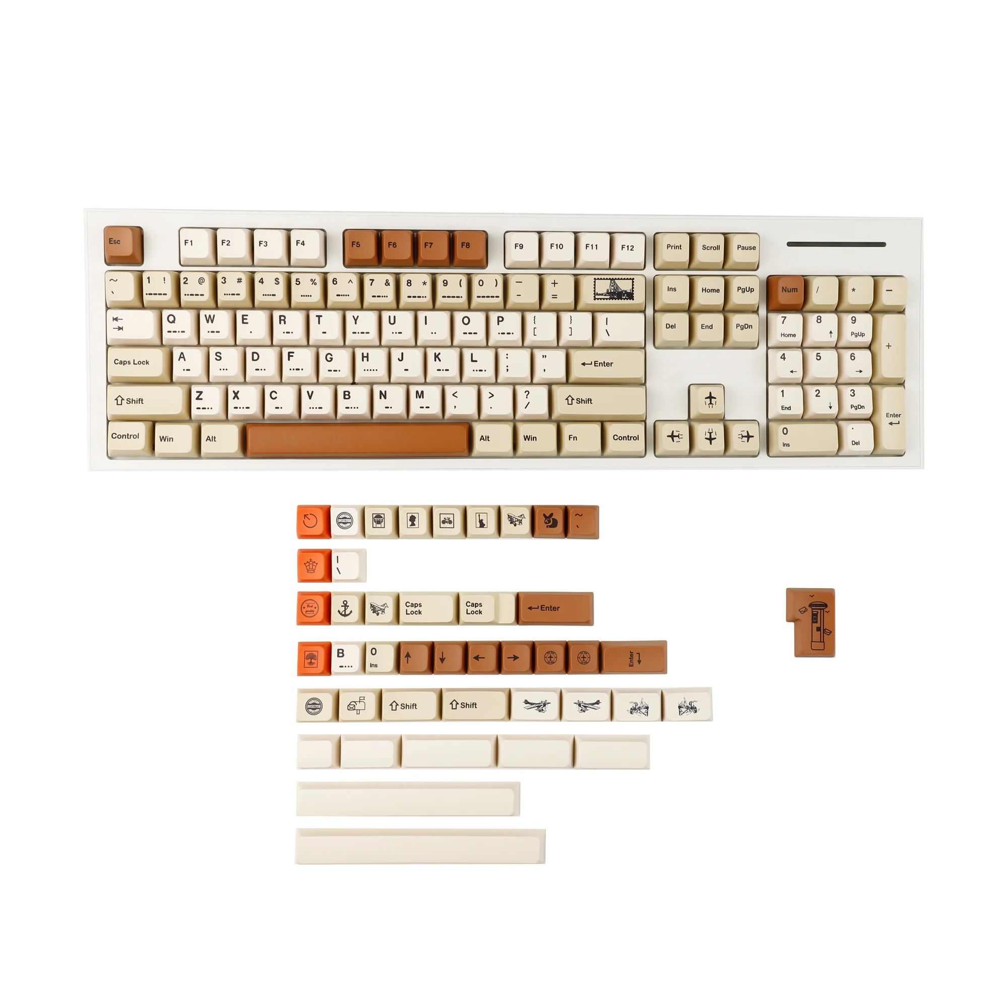 Teclado Pbt para Tkl Vintage Stamp Mda Perfil Dye Sub Keycaps Espessura de 16 mm 61 64 68 75 87 96 104 Alice Teclado mx Split