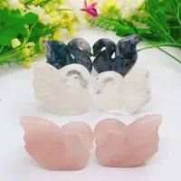 2PCS Natural Crystal Quartz Swan Carving Mini Animal Statue Healing Lucky Energy Gemstone Home Decoration Crystal Crafts Gift 1