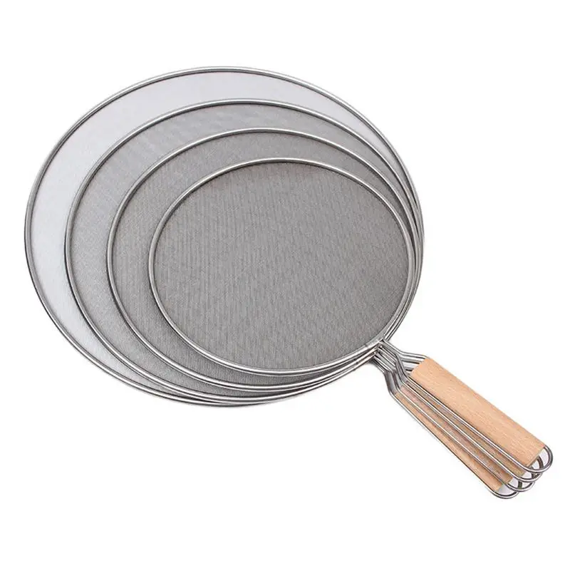 

21cm/25cm/29cm/33cm Hot Oil Splatter Screen Stainless Steel Mesh Guard Pot Cover Oil Frying Pan Lid With Handle Kitchen Supplies