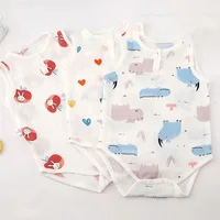 Summer Baby Home Suit Bodysuit Cute Cartoon Bear Rabbit Boys Girls Children Climbing Pajamas Thin Newborn Kids Sleeping Clothes 4