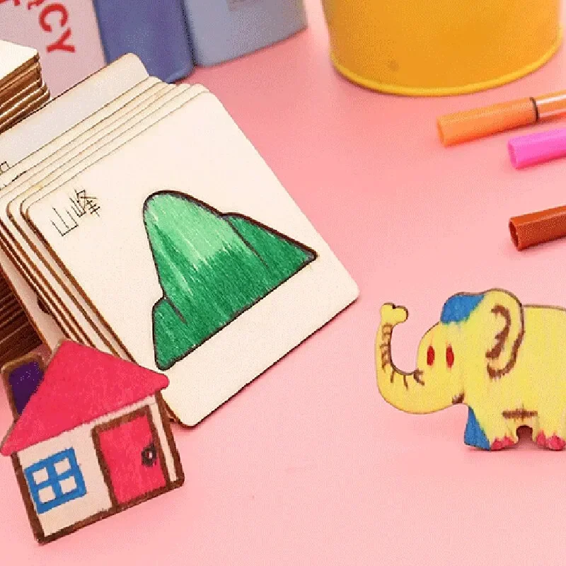 Wooden DIY Painting Stencils Template Craft Toys for Kids