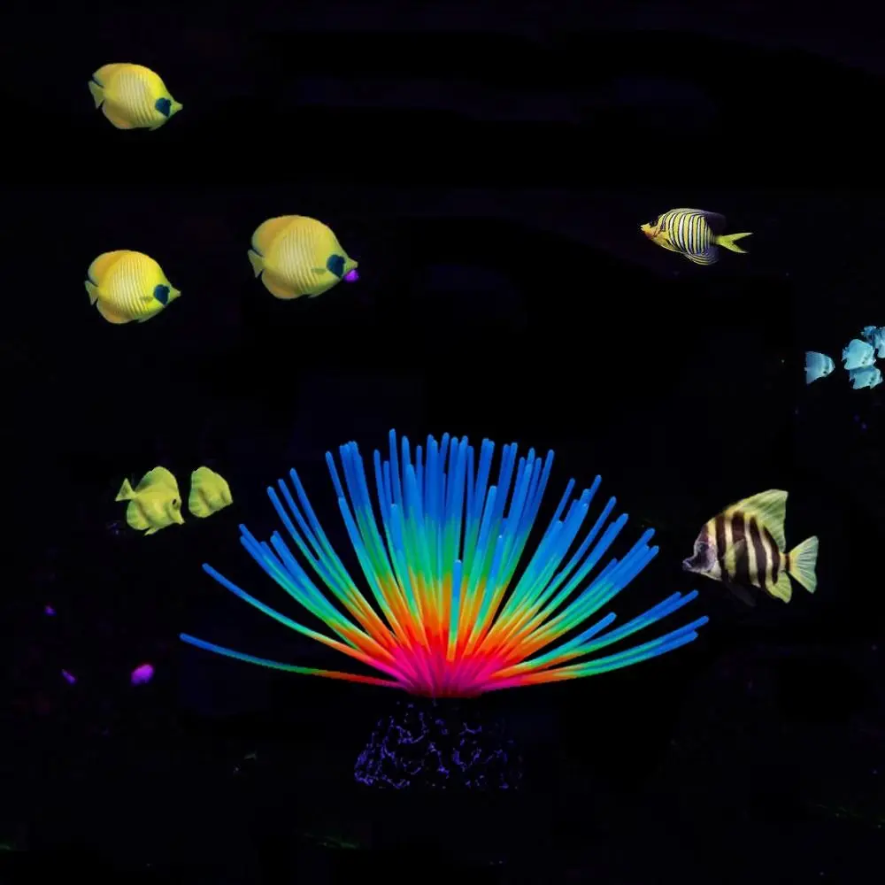 

Fluorescent Luminous Sea Urchin Coral Ornament Simulation Fake Luminous Soft Coral Silicone Soft Sea Anemone Aquarium
