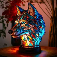 Resin Stained Glass Animal Table Light Night Light Owl Horse Rooster Elephant Table Lamp For Living Room Home Bedroom Decoration 2