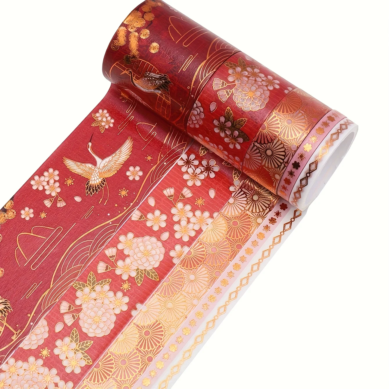Exquisite Bronzing Craft Washi Tape Set - Decorative Scrapbook Materials, Perfect Gift 5-Roll Box