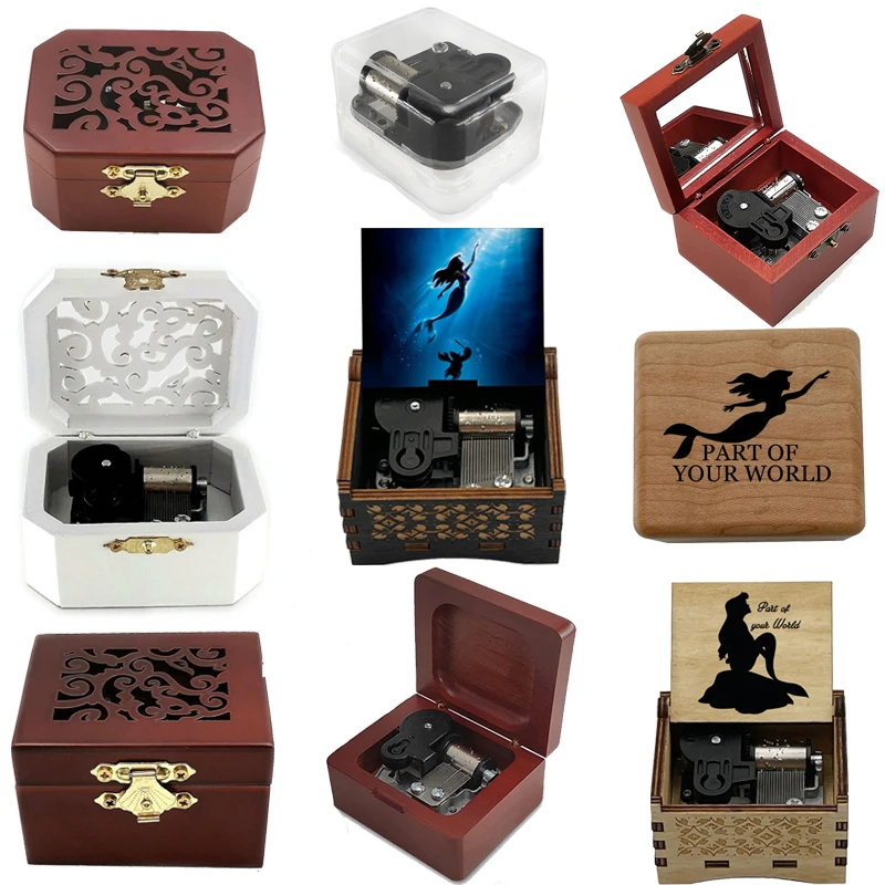 Antique Beauty Fish Princess Wooden 18 Note Music Box, Part of Your