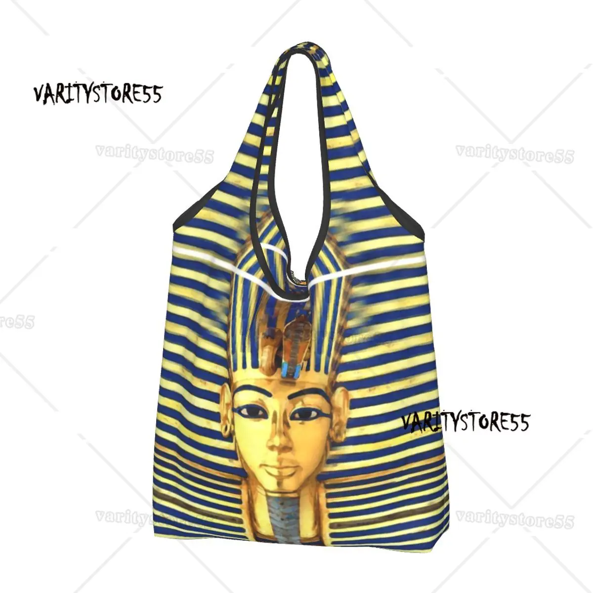

Fashion Printing Pharaoh King Tut Gold Lapis Tote Shopping Bag Portable Shoulder Shopper Egypt Egyptian Handbag