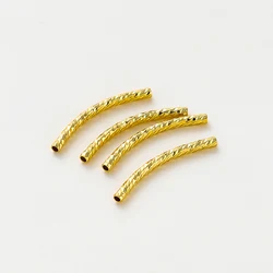 Elegant Curved Tube Bracelet Set - Gold & Silver Plated Brass Jewelry Crafting Supplies (20 Pieces) - 1.5 x 20mm (18K Gold)