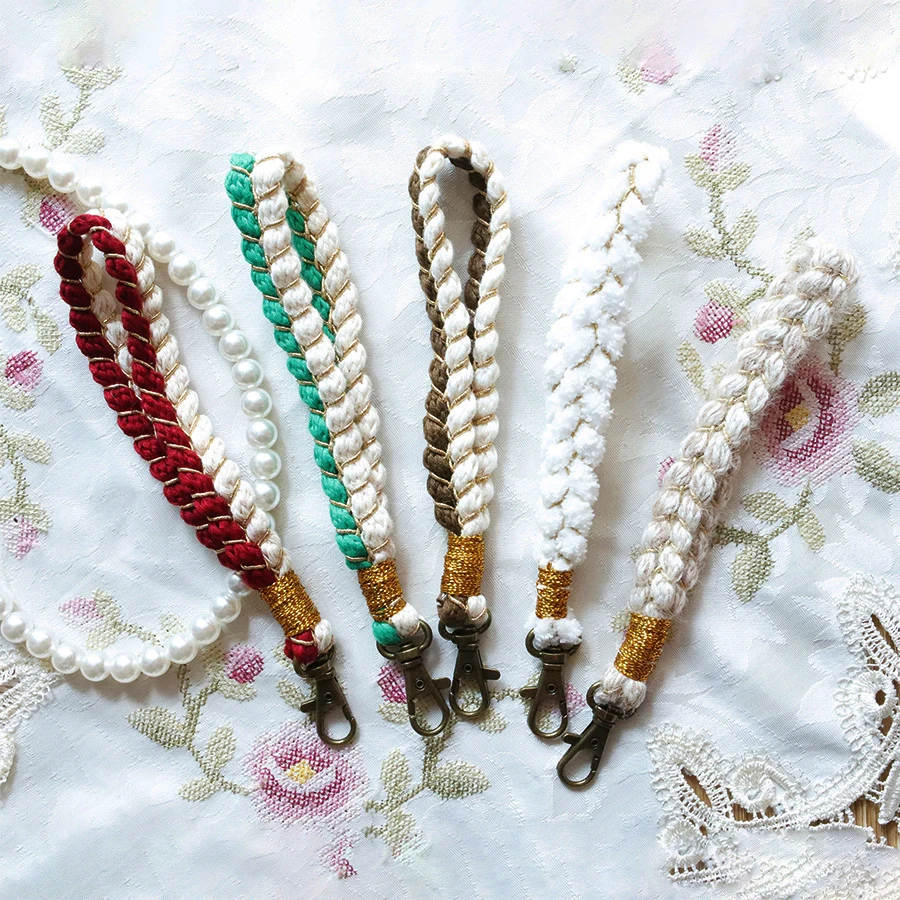

1Pc Cotton Rope Hand Woven Wristlet Keychain Pendant Nordic Style Lobster Clasp Car Keychain Pendant Bag Accessories Wholesale
