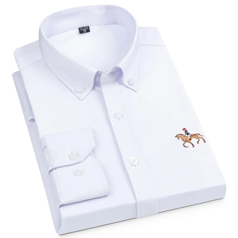 New Imitation Linen Solid Color Long-sleeved Men's Shirt Anti-wrinkleNo ironing  Stretch Casual Slim Business Men's Clothing Toh