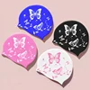 Waterproof Silicone Swim Caps for Women Men High Ealsitc Long Hair Ear Protection Swimming Cap Butterfly Printed Adult Swim Caps 3