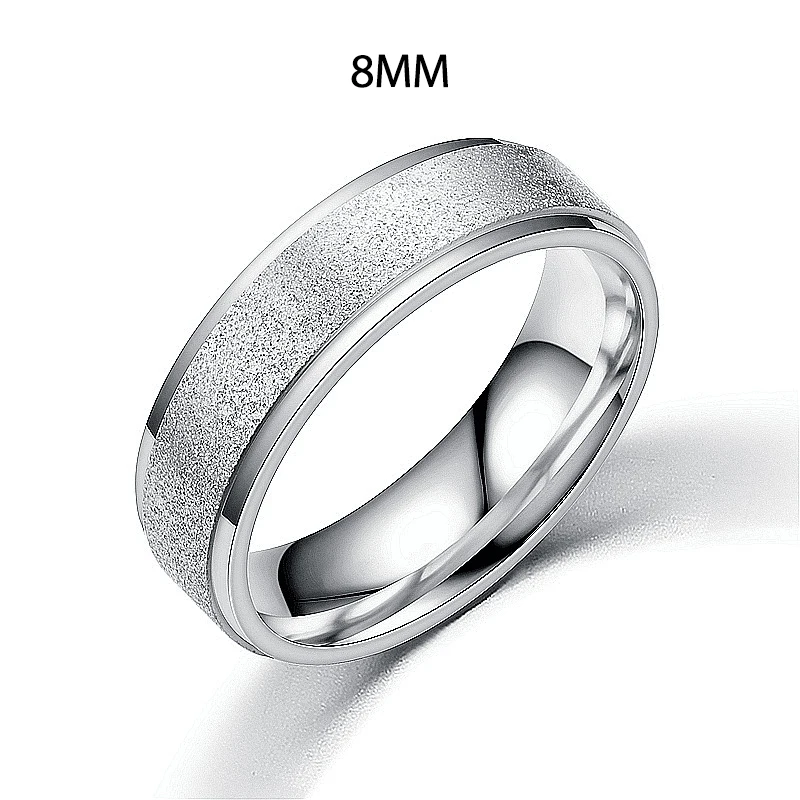 Stainless Steel Matte Frosted Band Ring - Unisex Fashion Jewelry Gift