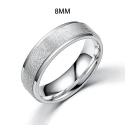 Stainless Steel Matte Frosted Band Ring - Unisex Fashion Jewelry Gift - 8 (Silver 8MM)