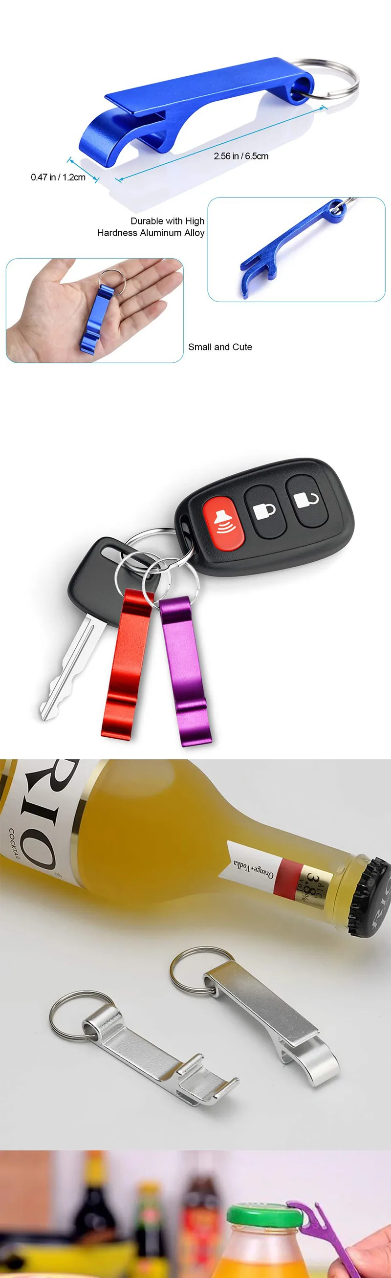Farbe Mini Flaschenöffner Metall Bier Getränk Dosenöffner Schlüsselanhänger Kleiner praktischer flacher tragbarer Flaschenöffner geeignet für die Küche – Detail 2