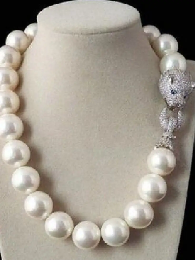 

Tremendous Big Sweater Chain Beautiful NEW Huge 16mm Genuine White Blue South Sea Shell Pearl Necklace Jewelry Wonderful