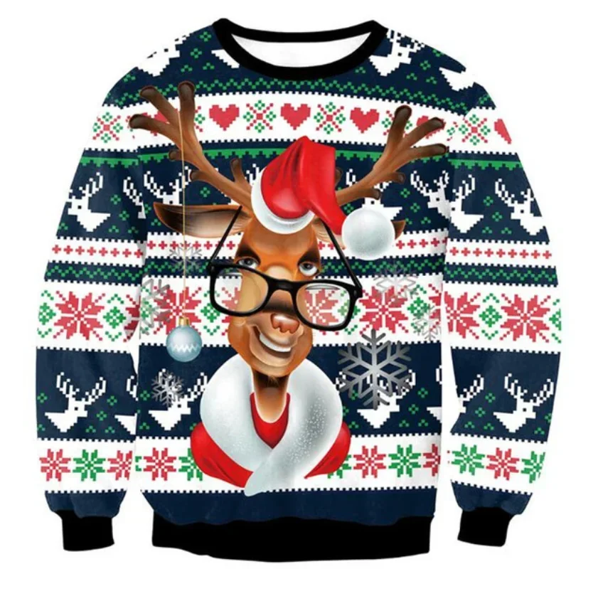 thumbnail image 1 of Suéteres navideños feos, jerséis verdes, sudadera con estampado 3D divertido para fiestas navideñas, sudadera de Jesús para fiestas, cumpleaños y Navidad, 1 of 5