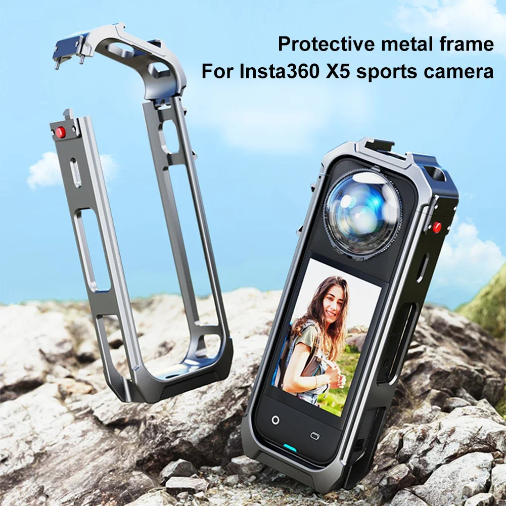 Protective Frame Aluminum Alloy Protective Case Magnetic Quick Release Action Camera Frame for Insta360 X5 Action Camera
