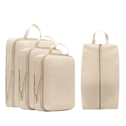 4 - Piece Travel Compression Packing Cubes Set with Shoe Bag - Space - Saving Luggage Organizer for Clothing and Accessories (Bag)