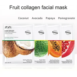 8pcs Fruit Collagen Moisturizing Facial Mask Hydrating Anti-Aging Skin Care Nourishing Combo Smoothing Brighten Slik Face masks