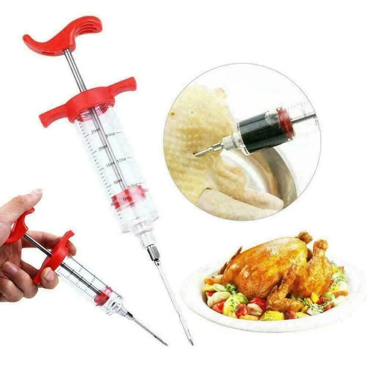 Flavor Needle BBQ Meat Syringe Needles Turkey Injector Pork Steak Chicken Sauce Seasoning Injection Kitchen Tools