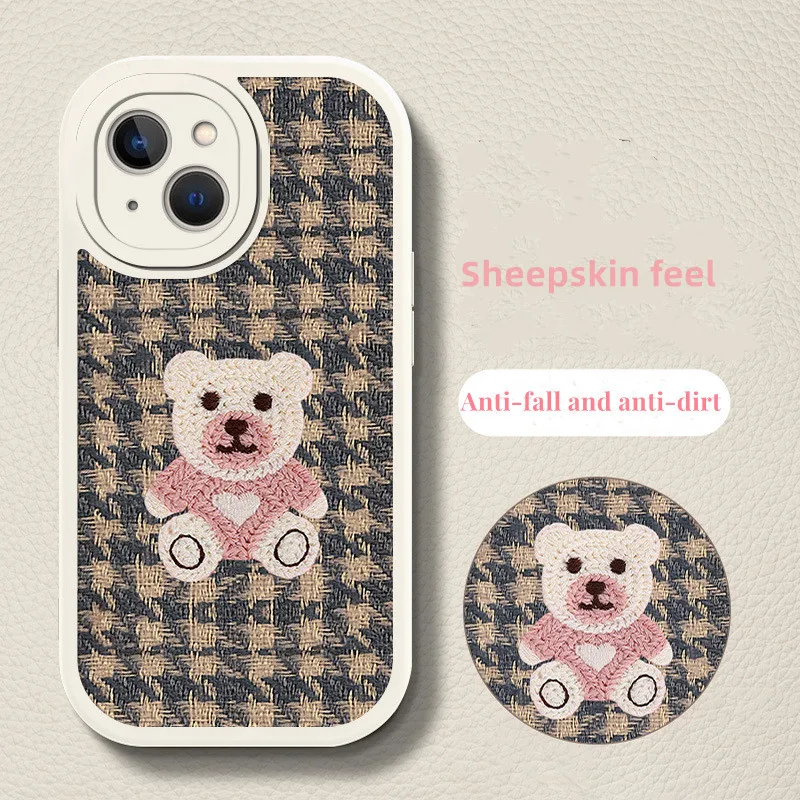 Sweater bear iPhone 14 case iPhone 13 pro 12 11 xs max fall/winter women's all-inclusive soft anti-fall coque iphone 13