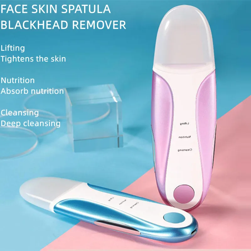 

New Ultrasonic Electric Face Skin Spatula Blackhead Remover Pore Cleaner Facial Lifting Scrubber Deep Cleansing Exfoliator Kit