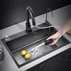 Black Nano Kitchen Sinks Bathroom Sink Stainless Steel Single-slot Undercounter Basin Washbasin Modern Home Kitchen Accessories 2
