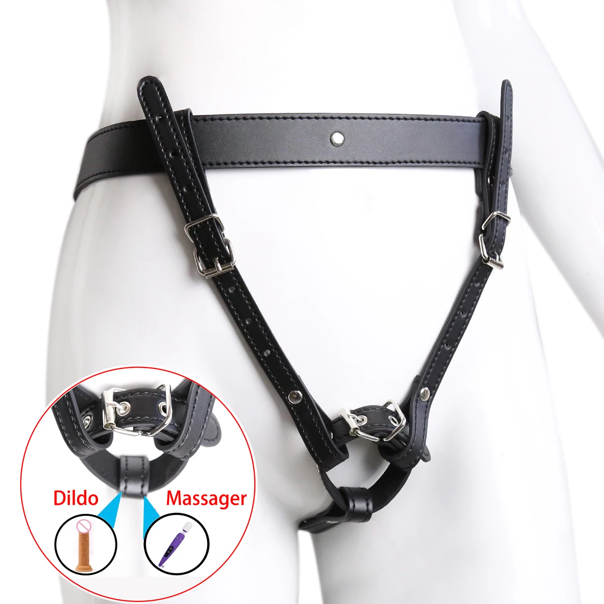 BDSM Chastity Forced Orgasm Adjustable Belt For Vibrator Dildo Leather Bondage Strap-on Harness Sex Toys For Women Couples