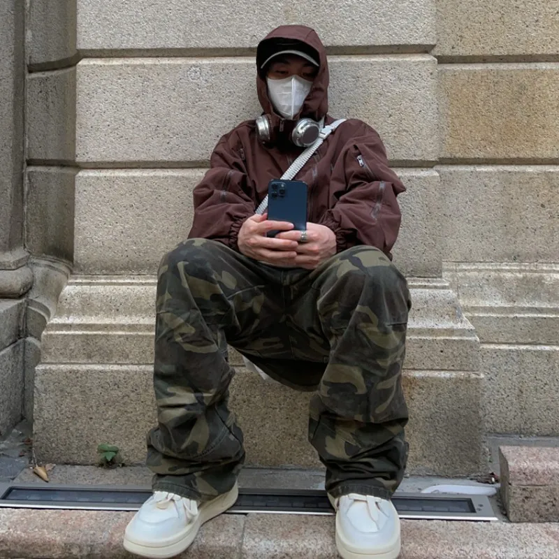 2023 American Retro Streetwear Pants Hip Hop Casual Men and Women Fashion Brand Loose Straight Camouflage Cargo Pants