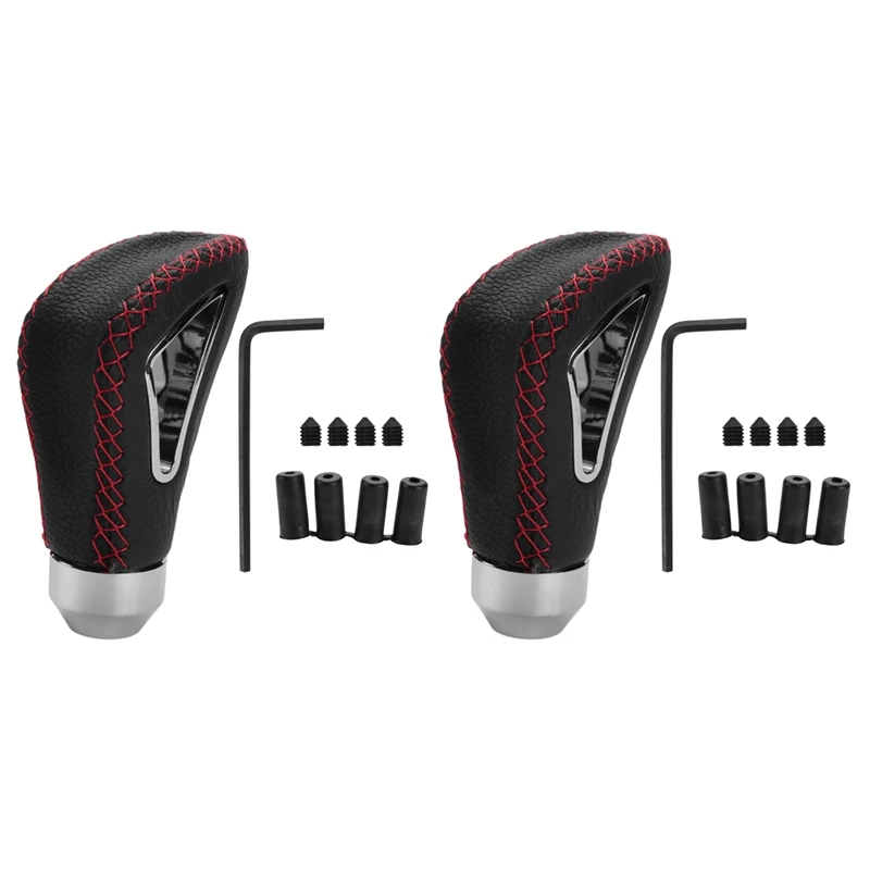 2X Universal Leather Auto Matic Shift Camion Manual Gear Stick Shift Pomello Del Coperchio Della Leva Del Cambio