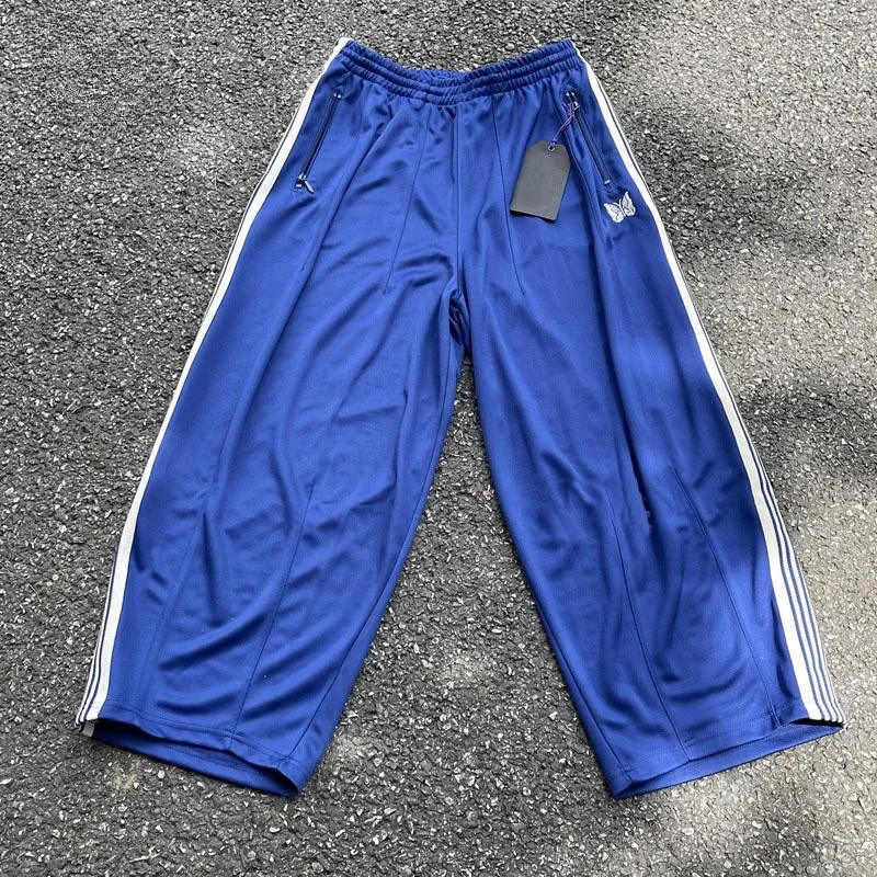 25ss Butterfly Embroidery Wide Leg Sweatpants Oversized Mens Joggers Blue Women Casual Striped Trousers With Tag 2
