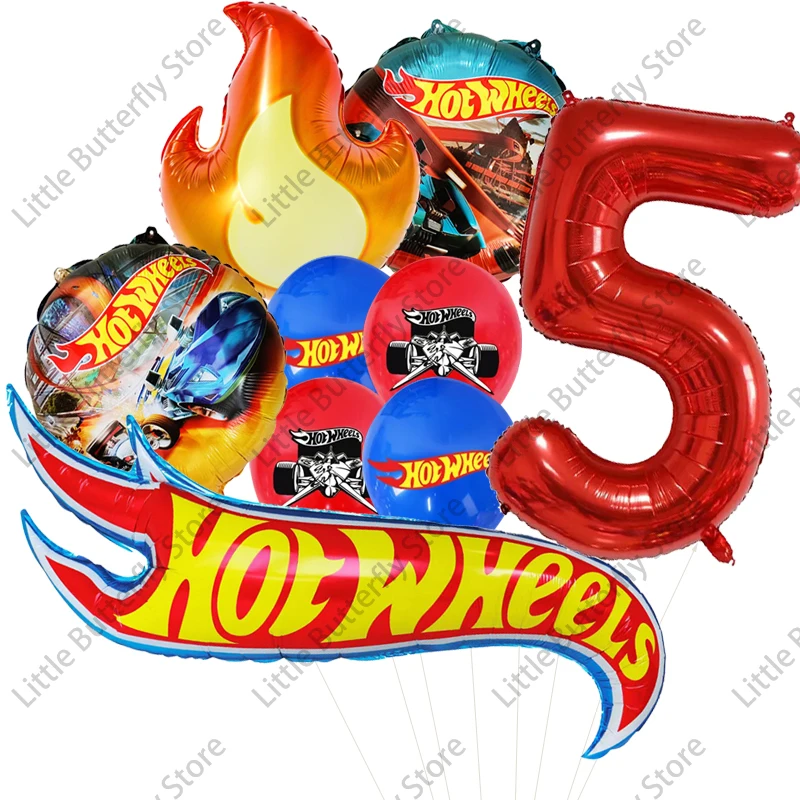 thumbnail image 1 of Globos con ruedas Hots Globos de látex para carreras de coches Decoraciones para fiestas de niños Globos con números de 32 pulgadas para tartas Dispo, 1 of 5