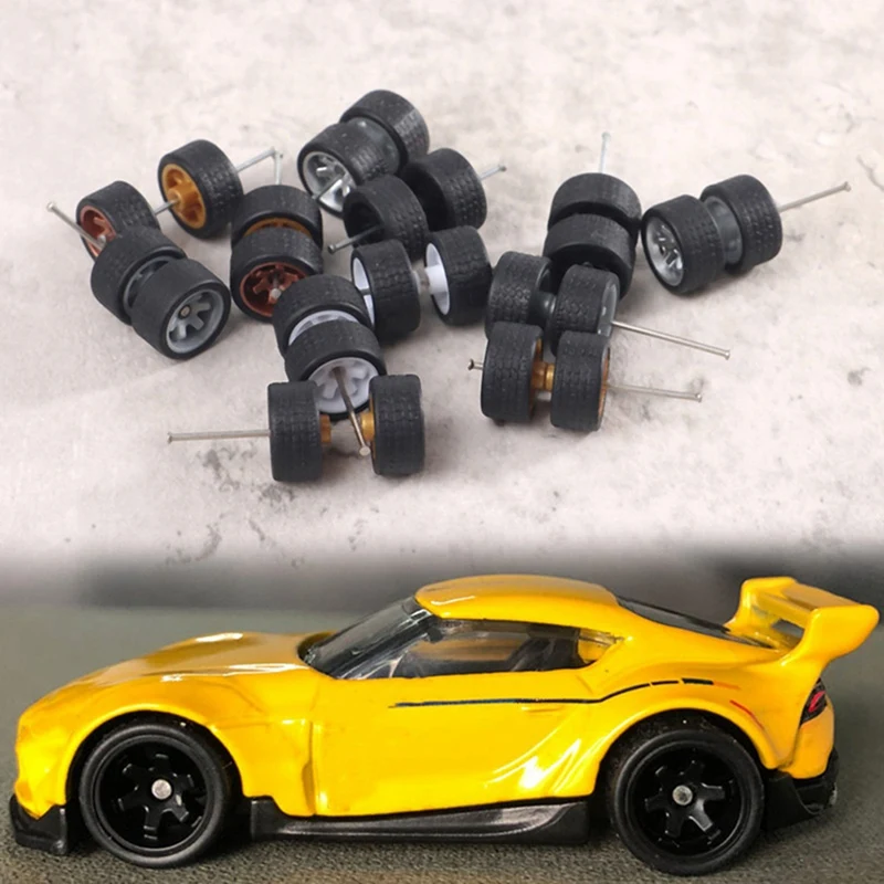 1/64 오프로드 휠, 고무 타이어, 탈착식 타이어, 1:64 RC 트럭 모델, 오프로드 SUV, 무작위 색상, 10 세트, 18.3mm