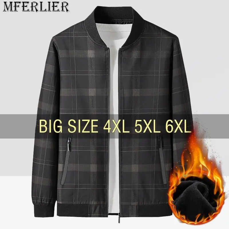 

Men Jacket Plaid Coats Flannel Trench Plus Size 4XL 5XL 6XL Oversize Windbreaker Spring Autumn Thick Warm Slim Fit Casual Male
