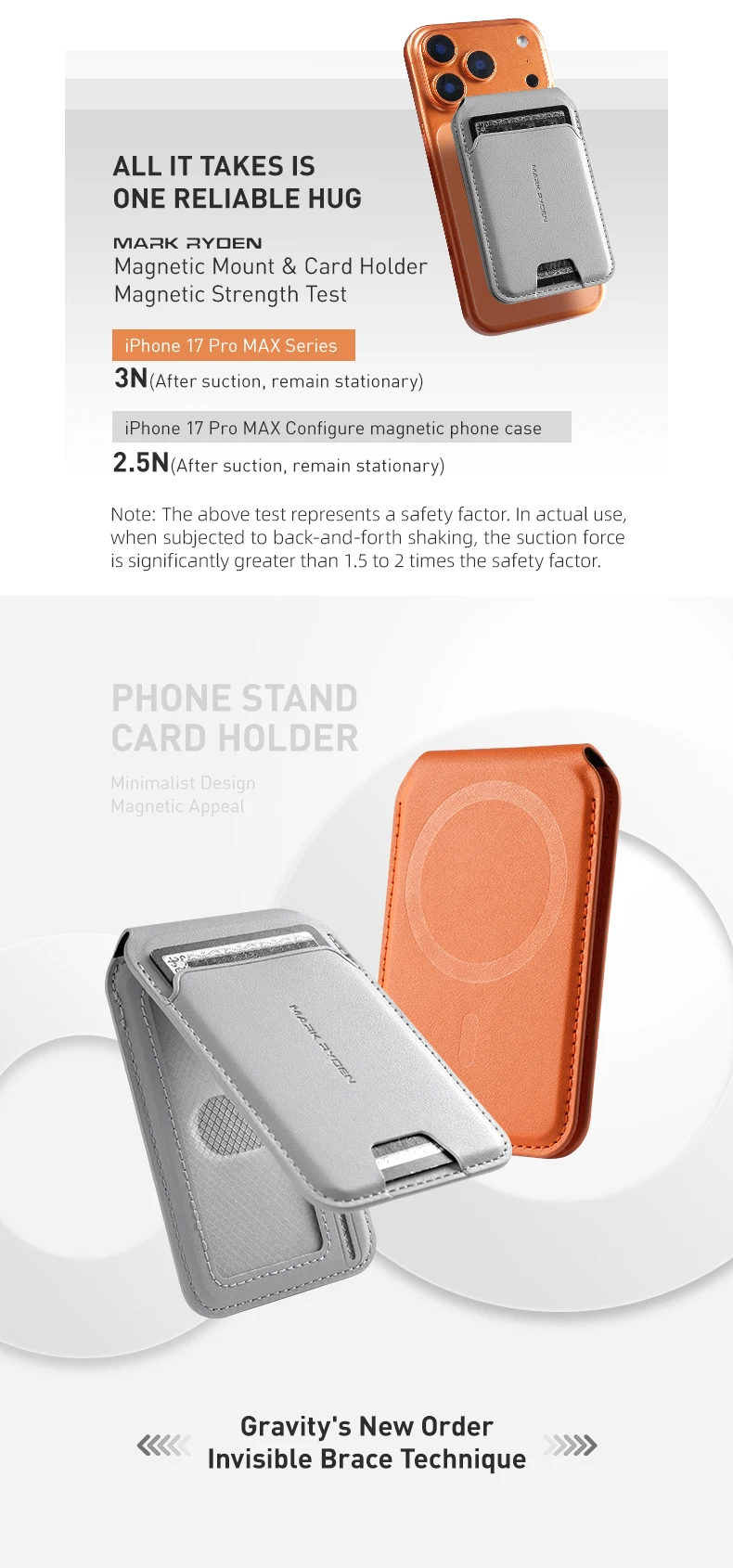 Mark Ryden Minisopuru Magnetischer Brieftaschen-Telefonständer für iPhone 17 16 15 MagSafe-Telefikkartenständer Leder-Magnetkartenhalter – Detail 3