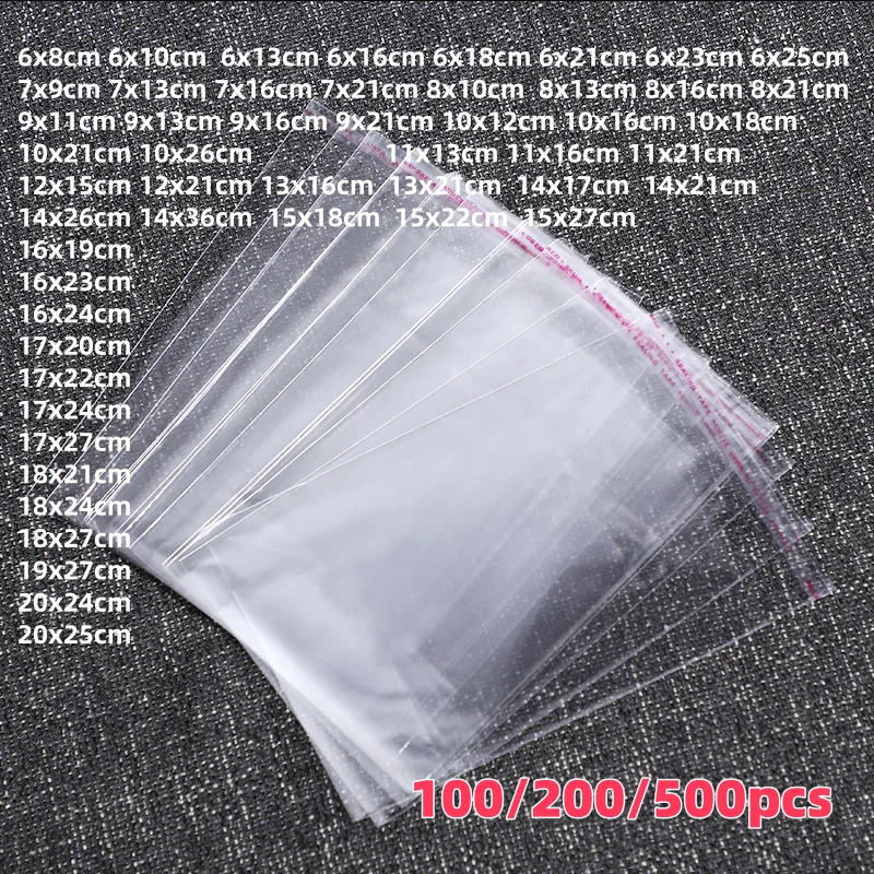 100/200/500 Stück OPP transparente selbstklebende Beutel Zellophanversiegelung Plastiktüten wiederverwendbare Süßigkeiten Schmuck Geschenkverpackungsbeutel