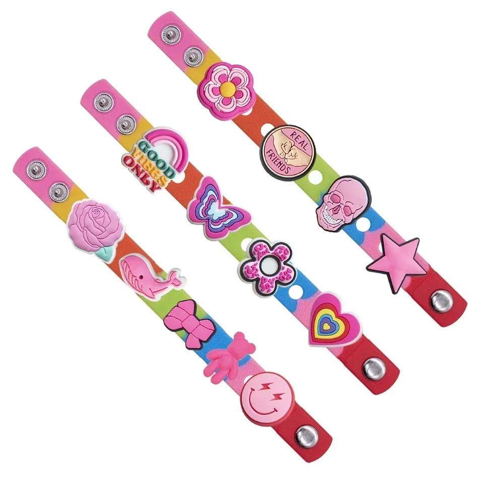 2 teile/los Rose rosa serie Charms Clog Dekorationen PVC Schuh Zubehör Schnalle Garten Sandalen Charms für Armband Party geschenk – Detail 4