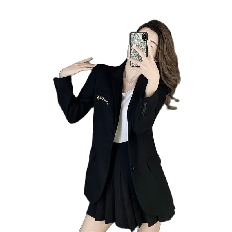 Temperament Small Suit Jacket Women 2022 Spring Autumn New Suits All-Match Slim Fit Thin Black Fried Street Blazer Female Trend