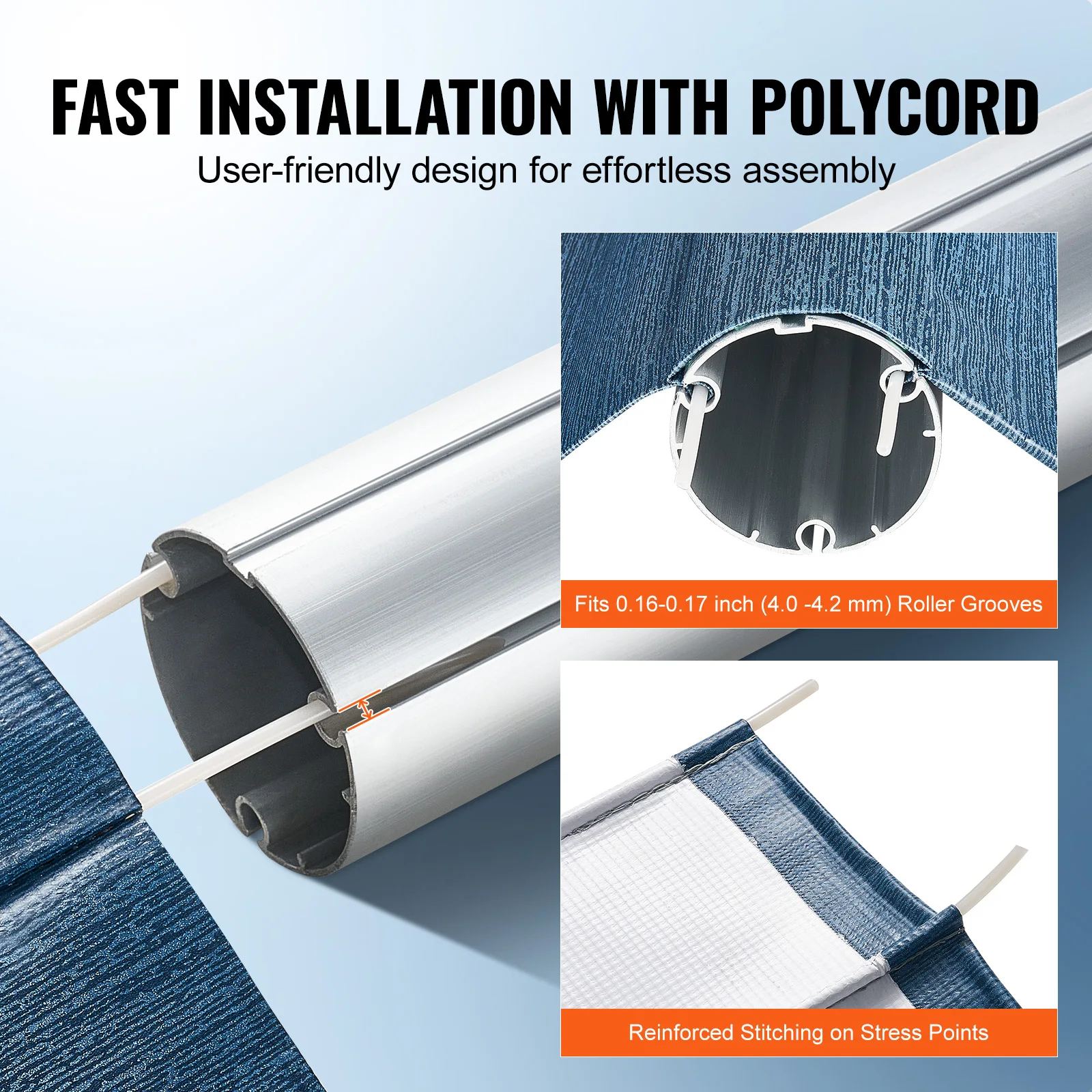 VEVOR RV Awning Fabric Replacement 20'2" Fabric Length for 21' Awning Heavy Duty 3-Ply 16oz PVC Camper Waterproof